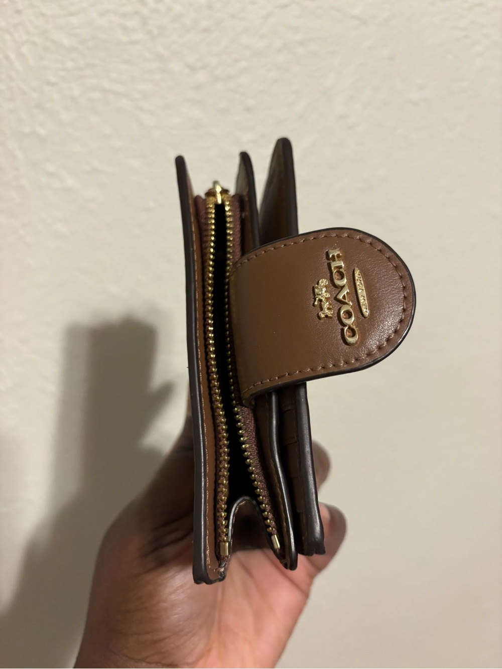 Coach Brown Signature Canvas Card Holder Wallet - Picture 3 of 6